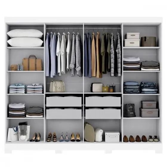 Guarda-Roupa Moderno e Espaçoso com 8 portas e 4 gavetas 