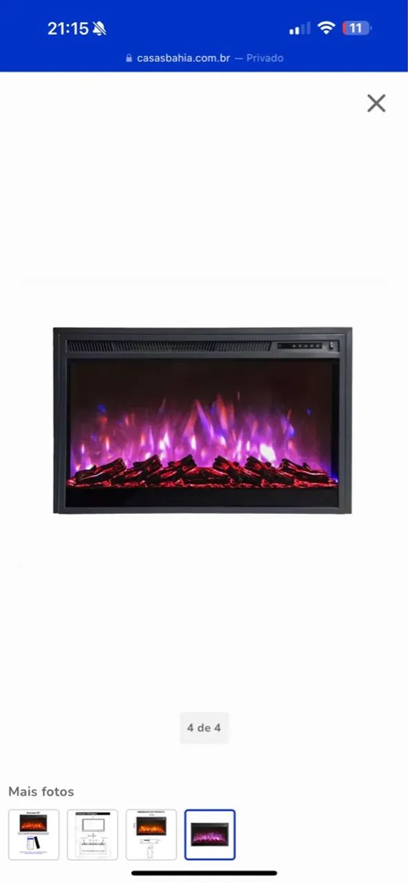 LAREIRA ELÉTRICA ECOLÓGICA WGRIF MODELO - GR36 RUBI (220 VOLTS)