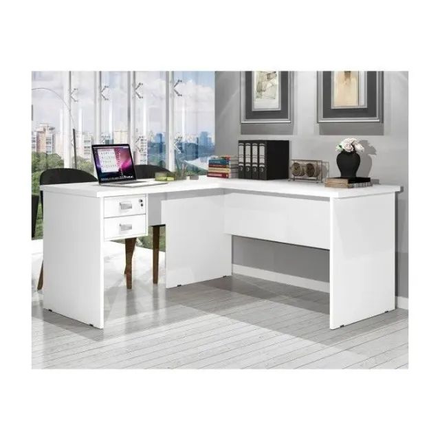 Escrivaninha Em L 2 Gavetas com Chave Promoção Fazemos Entrega