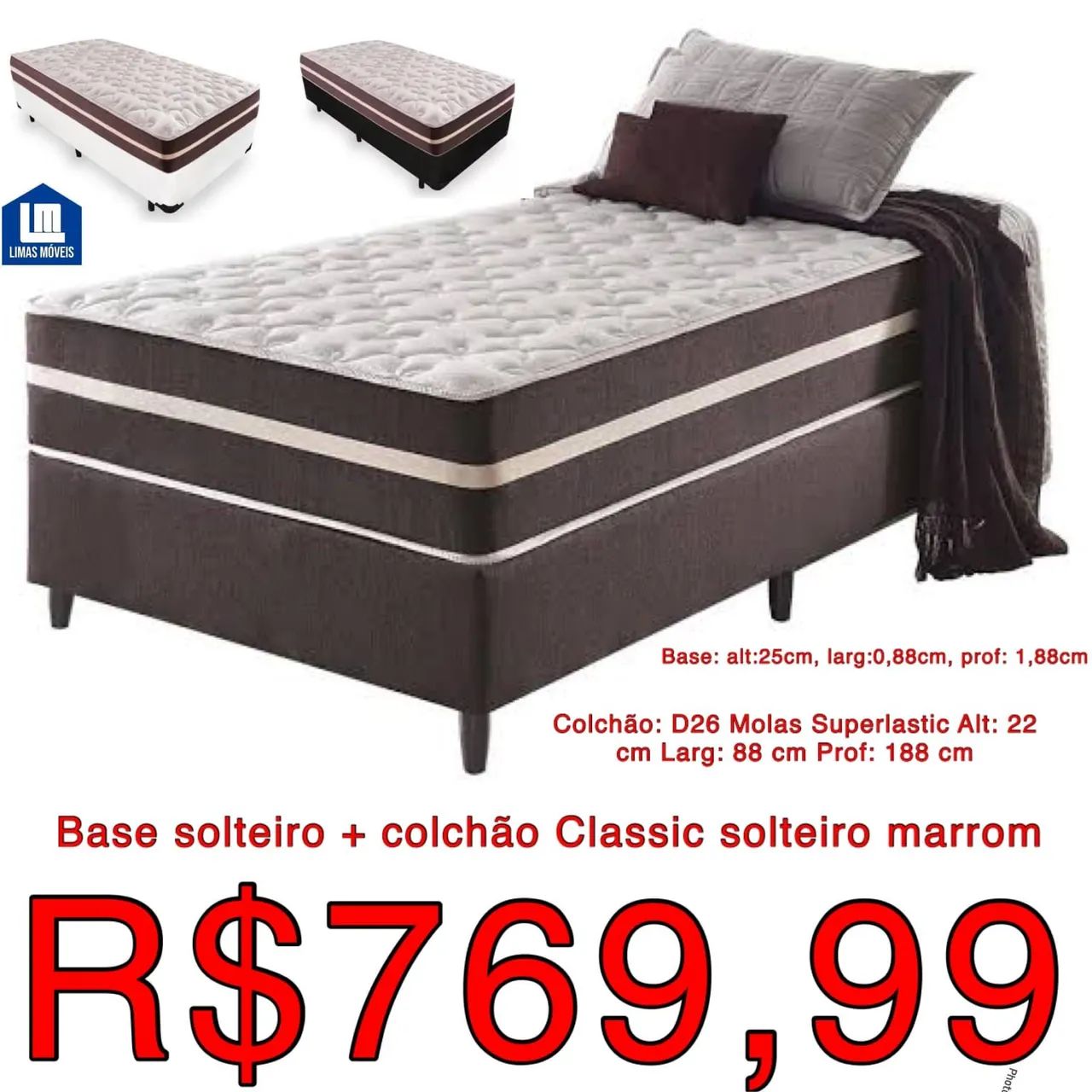 Colchão Classic + Base Solteiro