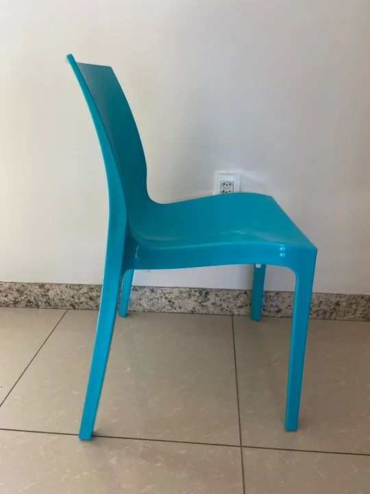 Jogo com 4 cadeiras Tramontina Alice Satinada Sem Braços cor Azul - Foto 2