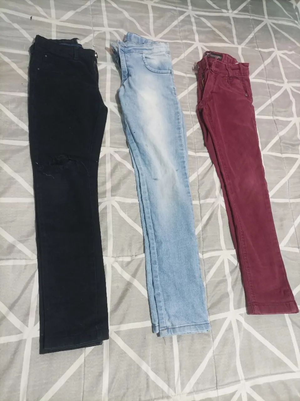 Kit lote 3 calças jeans e uma camisa social 