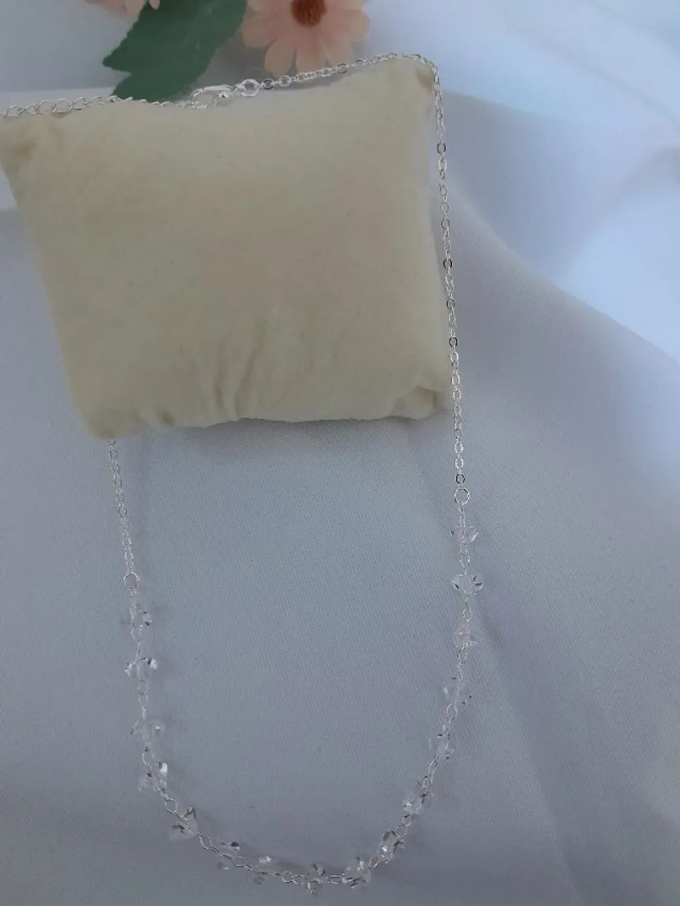 Colar Cascalho Cristal Folheado a Prata 925 com 30 Milésimos
