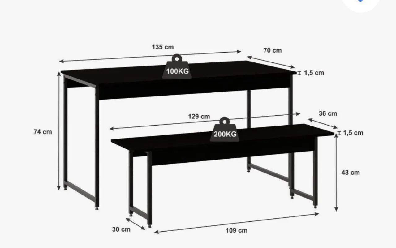 Mesa de cozinha e banco 64985890453123121