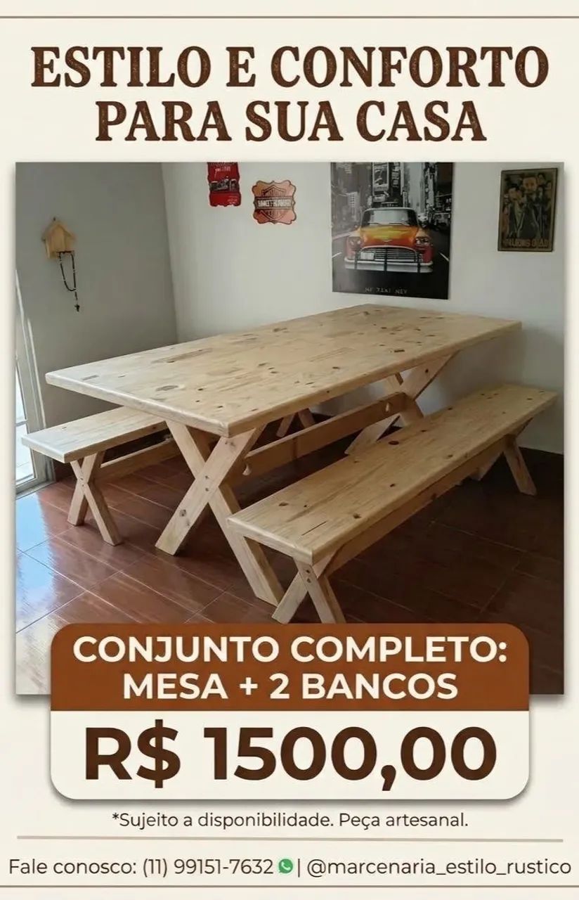 Conjunto de mesa rústica / Pronta Entrega  - Foto 2