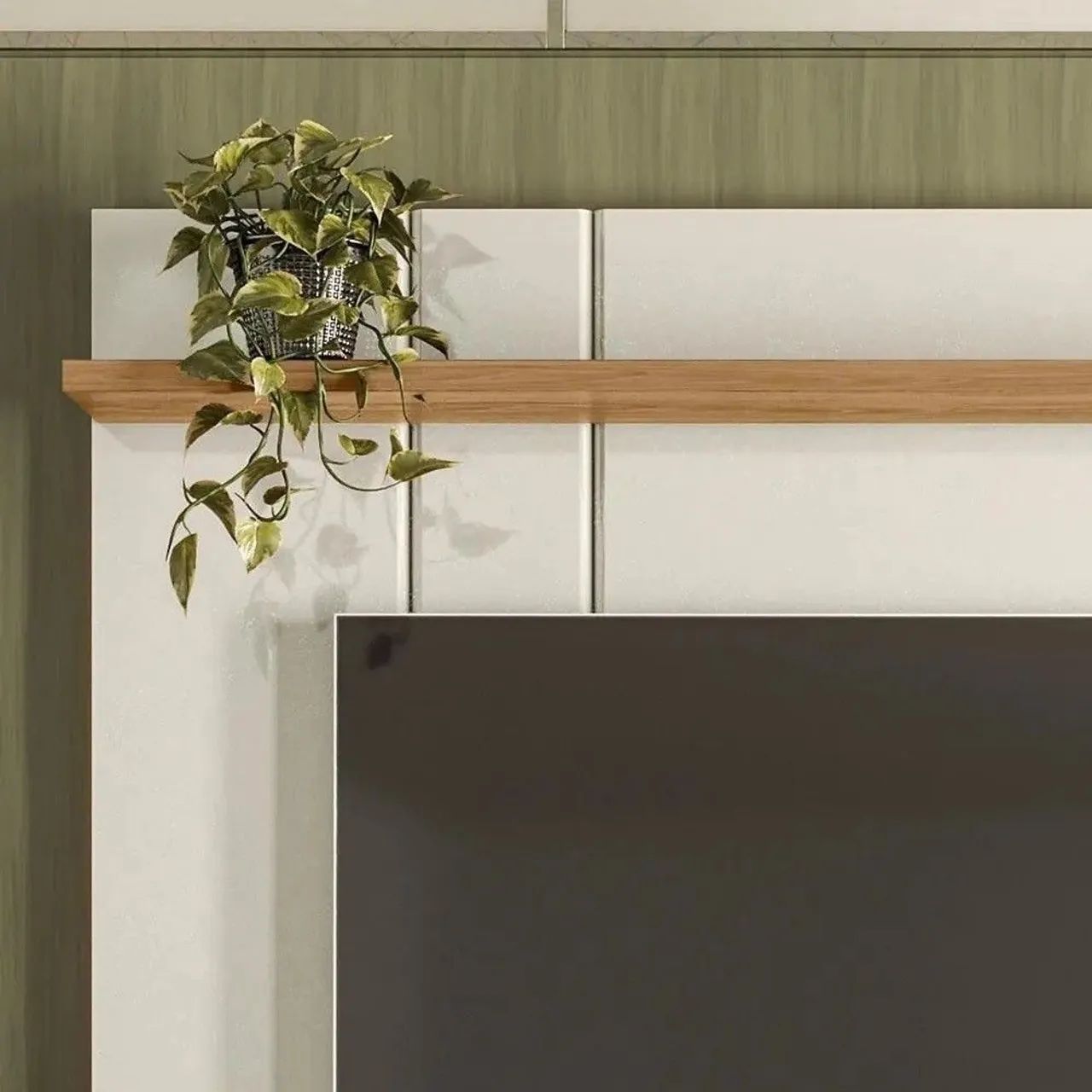 Painel Kiev Para TV até 70 Polegadas - Off White Perolizado/Freijó - Lukaliam - Foto 3