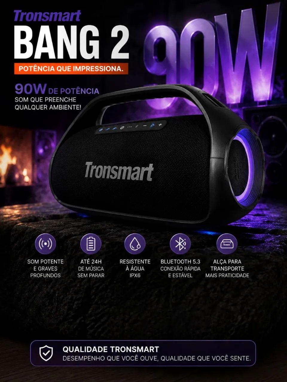 Caixa de som Bluetooth tronsmart 90w  - Foto 4