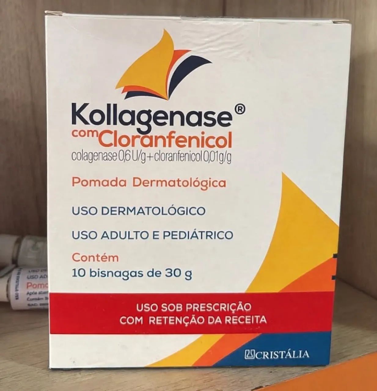Kollagenase com cloranfenicol 30 gr, caixa com 10 unidades 