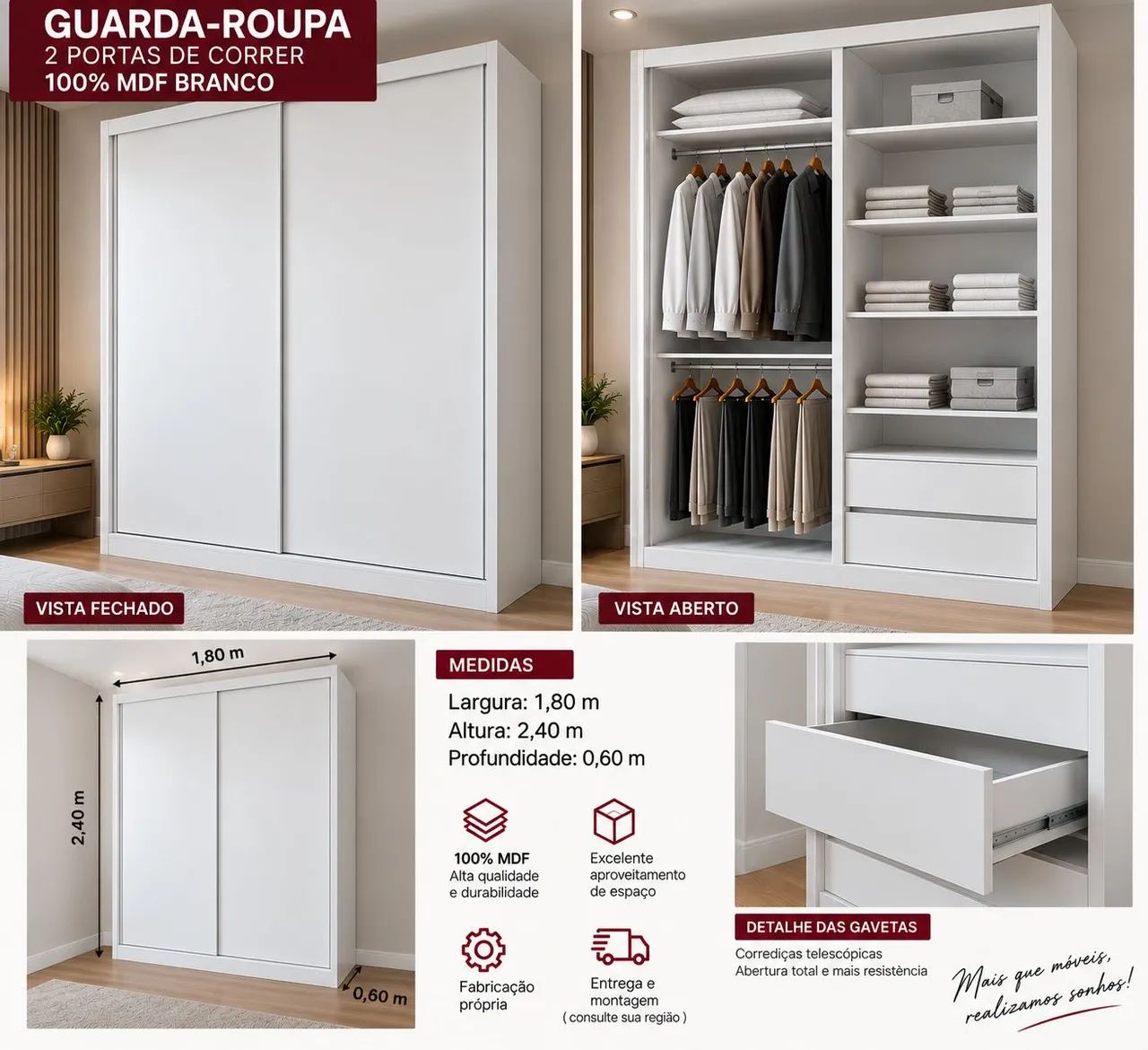 Guarda roupa 100% mdf - Foto 2