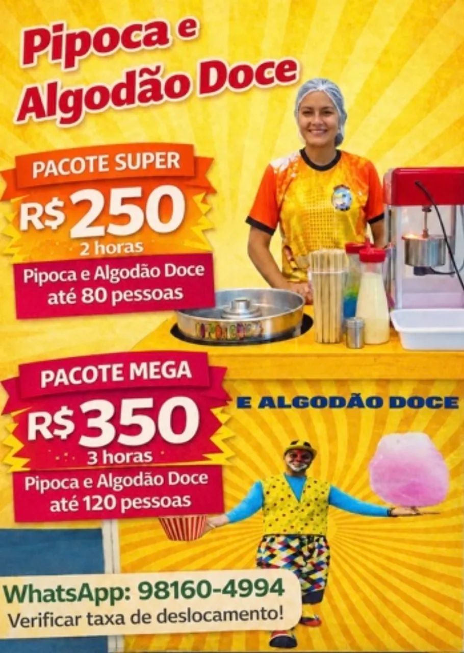 Barraca de pipoca e algodão doce 