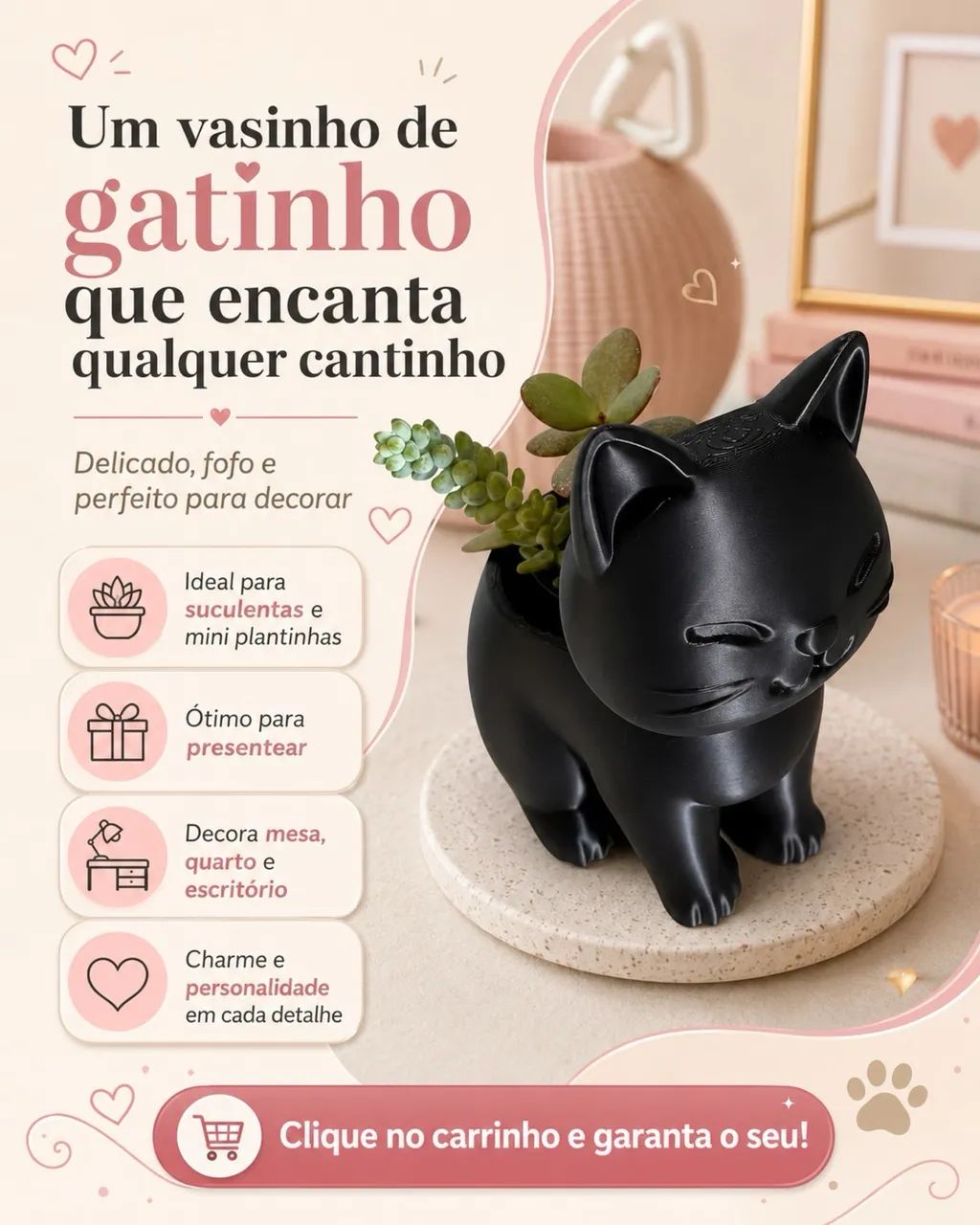 Vaso Gatinho para Suculenta - Foto 4
