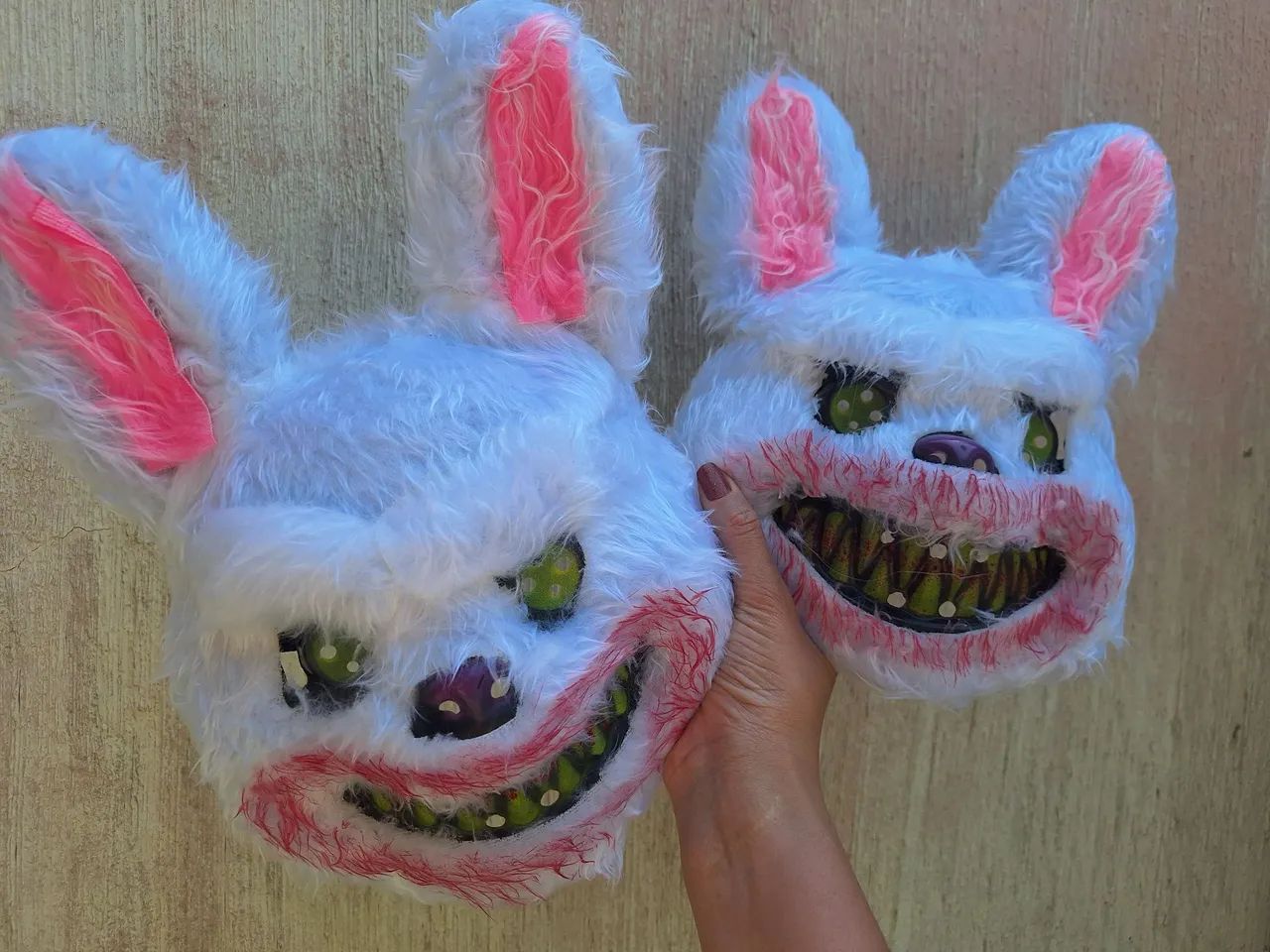 Máscara  de halloween  coelho e rosto costurado - Foto 5