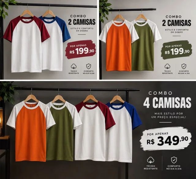 kit 4 camisetas