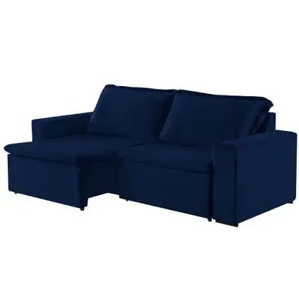Sofá Retrátil Lisboa Premium para 3 Azul Marinho - Foto 2