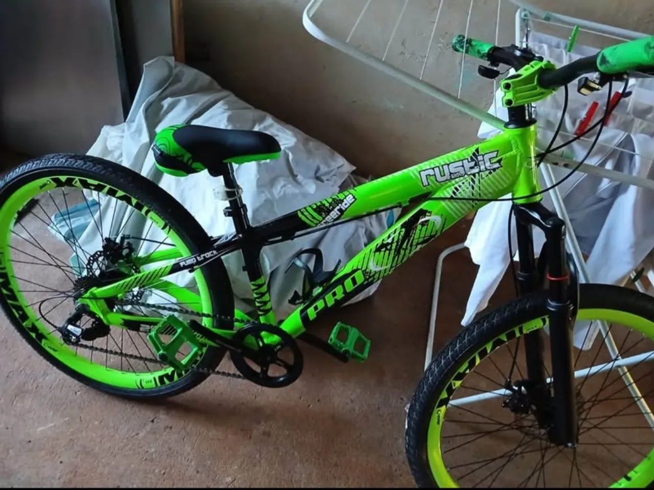 ? Bicicleta Aro 26 Rustic Pro - Verde Neon