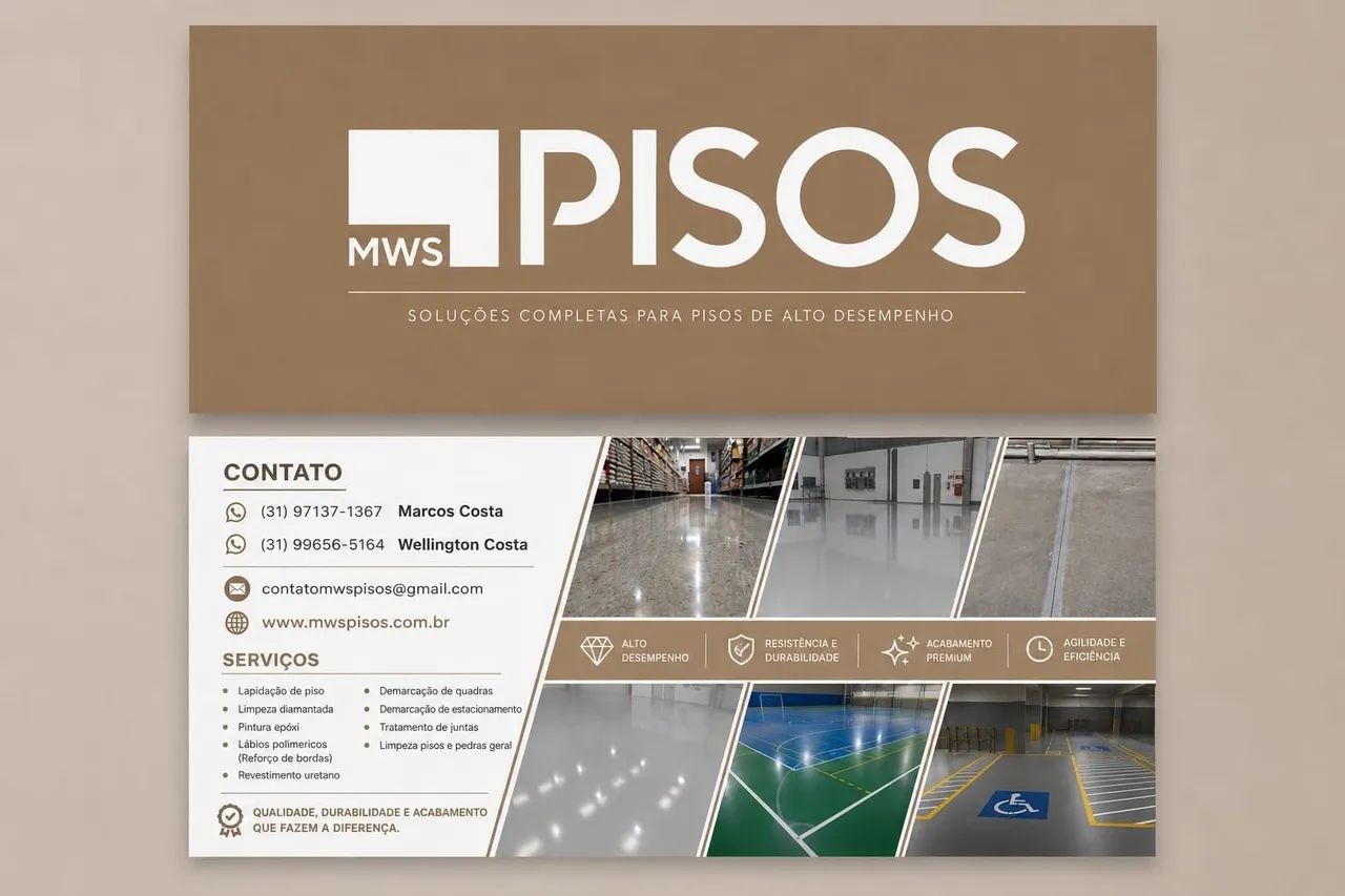Revestimento de piso de concreto do tipo lápis e pintura 