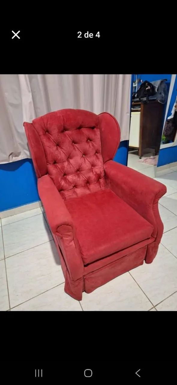 Poltrona camurça vermelha  - Foto 3