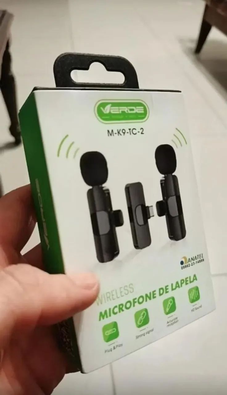 Microfone de Lapela Sem Fio K9 Tipo C