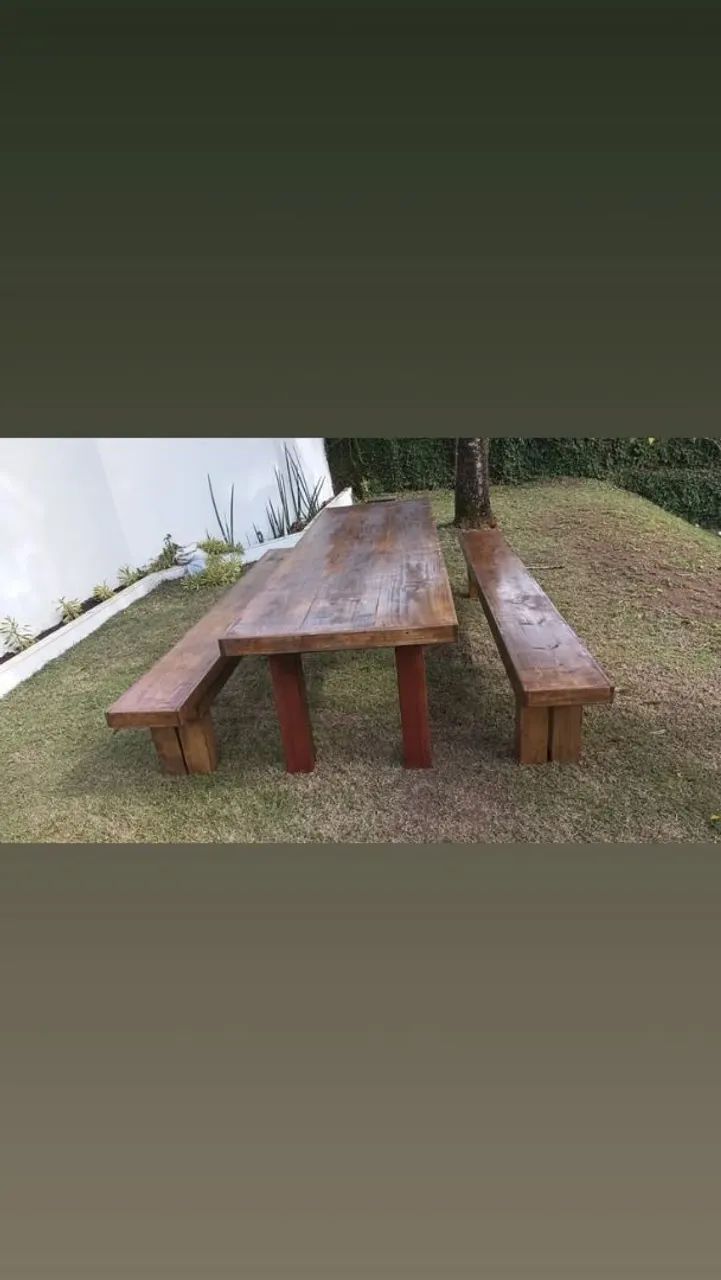Mesa rústica com 2 bancos 3x0,90484574358521794561