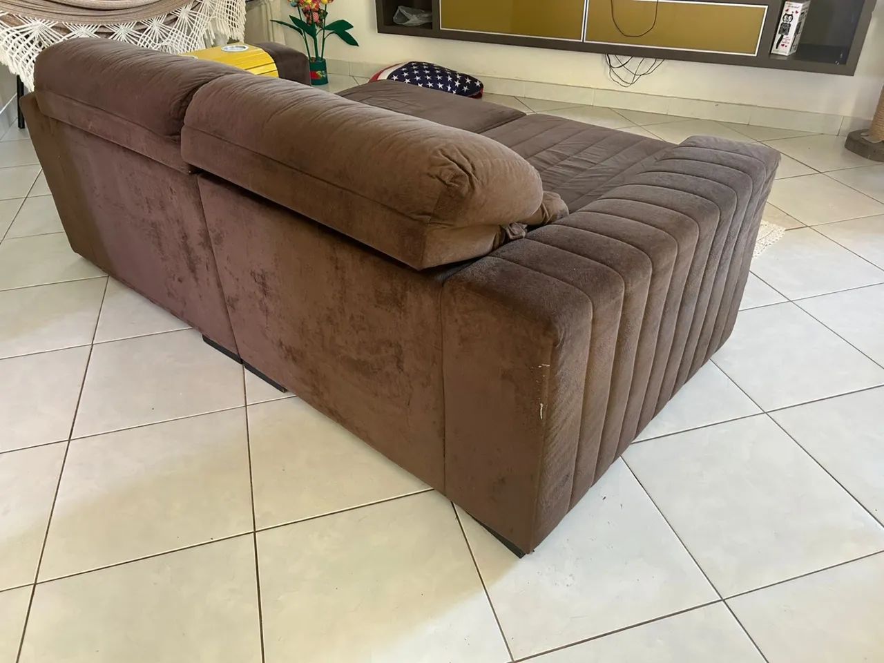 Sofá Retrátil e Reclinável 2 Módulos - Suede Marrom - Foto 3