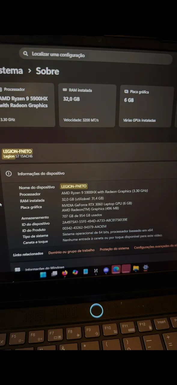 VENDO / TROCO LENOVO LEGION S7 GAMER - Foto 2