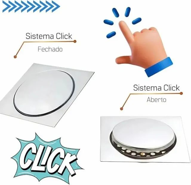 Ralo Click em Aço Inox Quadrado com Vedação Anti-Odor 15x15 - Foto 3