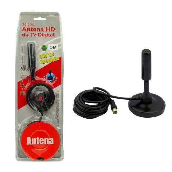Antenas De Tv Digital Hd Externa Ou Interna Base Com Imã 5m - Foto 5