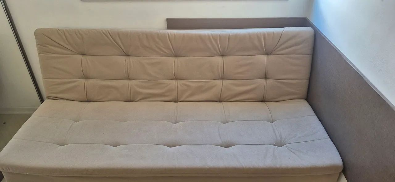 Sofá-Cama 3 Lugares Casal Premium Suede Velvet Bege  - Foto 3