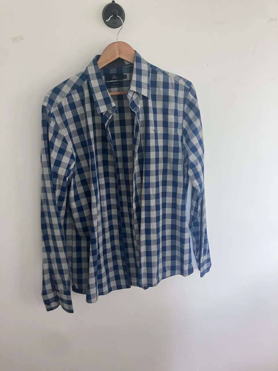 Camisa Yacht Master Slim Fit - Xadrez Azul e Cinza