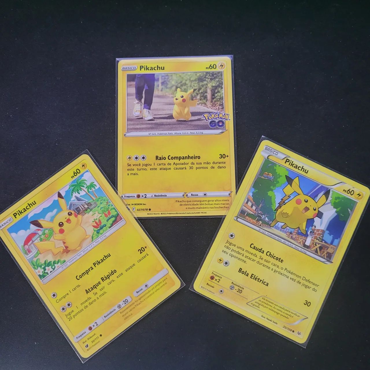 Kit com 3 cartas pikachu Pokémon tcg 