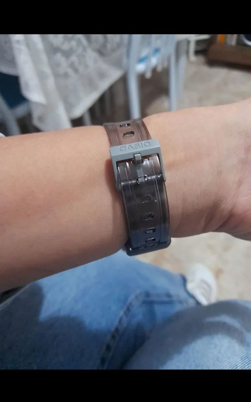 Relógio Casio f91w cinza/transparente  - Foto 5