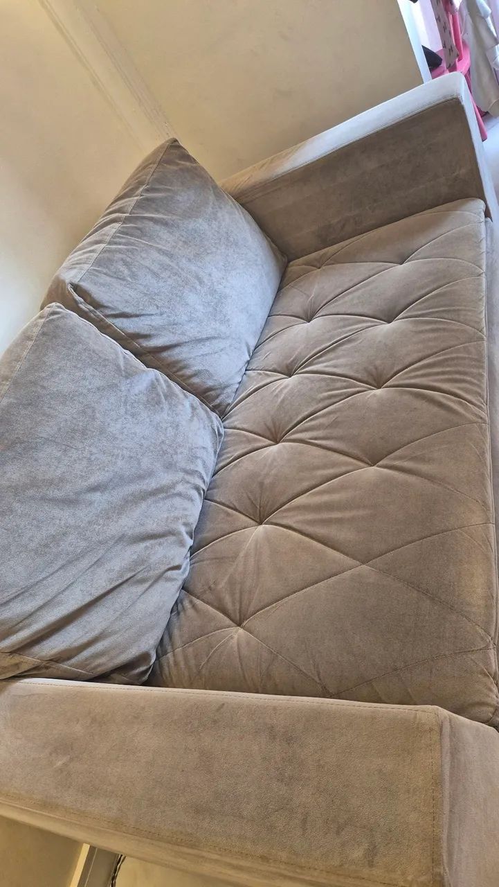 Sofá 2 Lugares Luciana Móveis - Suede Cinza  - Foto 2