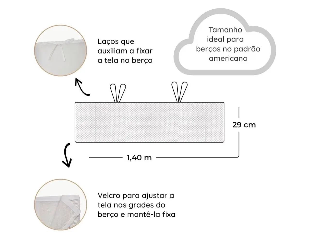 Tela respirável proteção de berço - bege - Foto 5