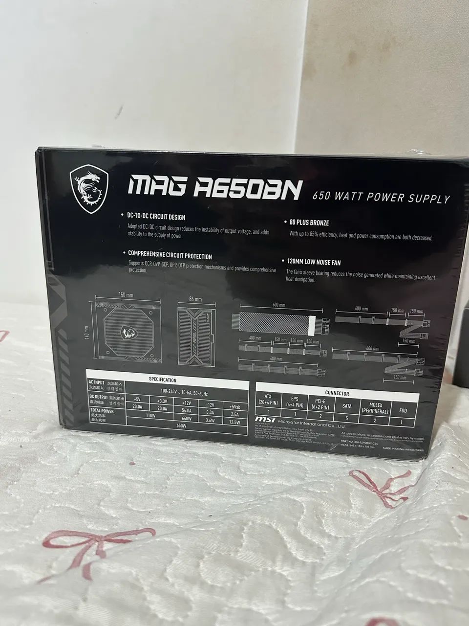 Fonte MSI MAG A650BN 650W 80 Plus Bronze - Nova/Lacrada - Foto 3