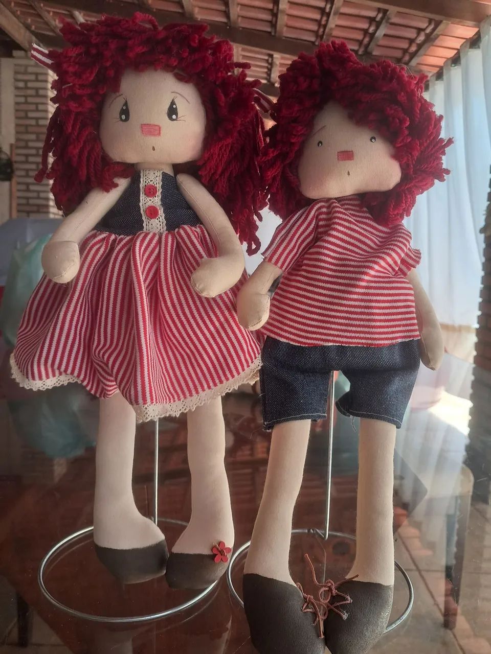 Casal de bonecos de pano - vintage 