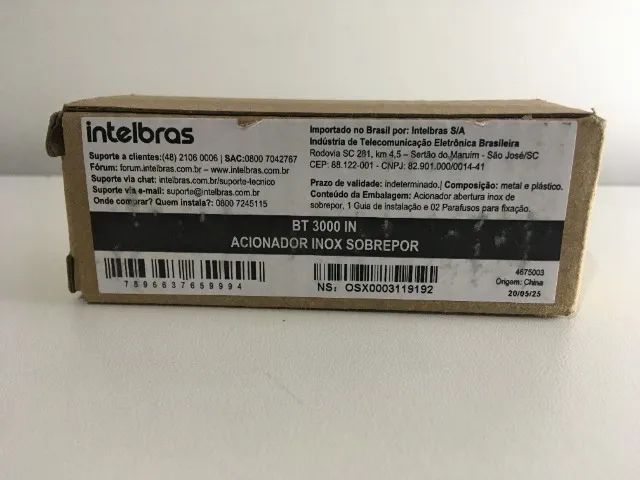 Botão Acionador Intelbras Inox de Sobrepor com Caixa BT3000 in