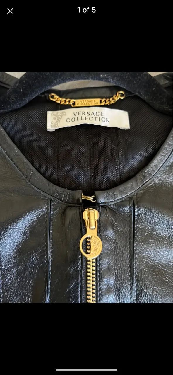 Jaqueta couro com tule - VERSACE ORIGINAL