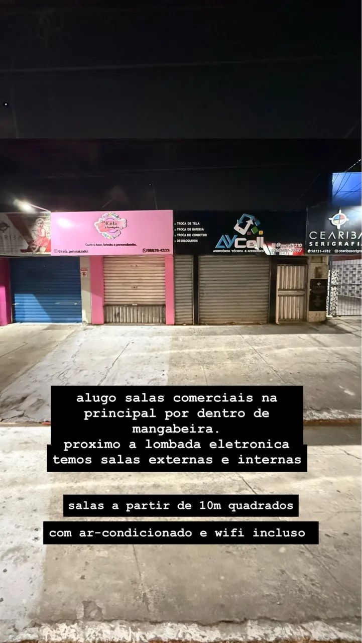 Salas/lojas comerciais na principal por dentro de mangabeira