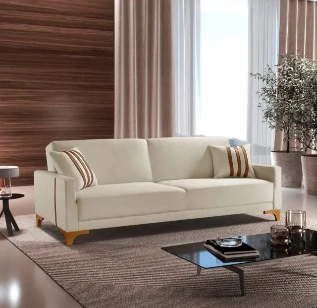 Sofá Cama Living 2.09MT Com Almofadas Pronta Entrega 65568128363267121