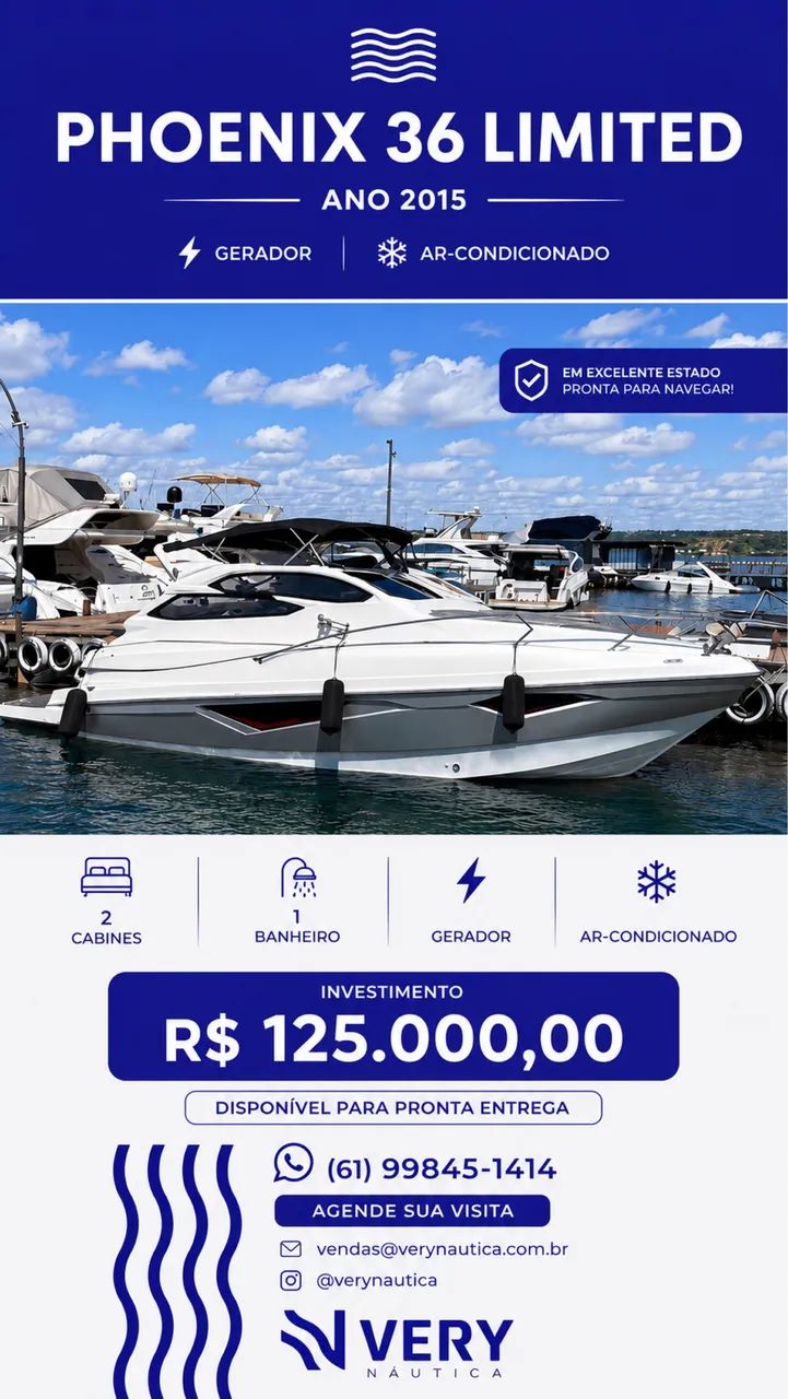 *OPORTUNIDADE* Lancha Phoenix 360 Limited - 2015 em Sociedade