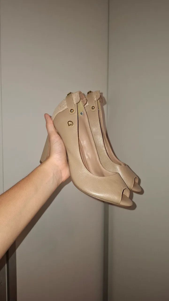 Salto Peep Toe Bege - Foto 2