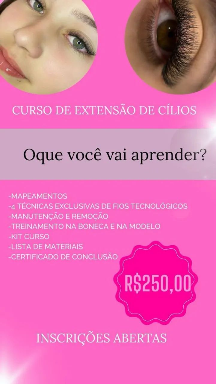 Curso lash iniciante 250,00