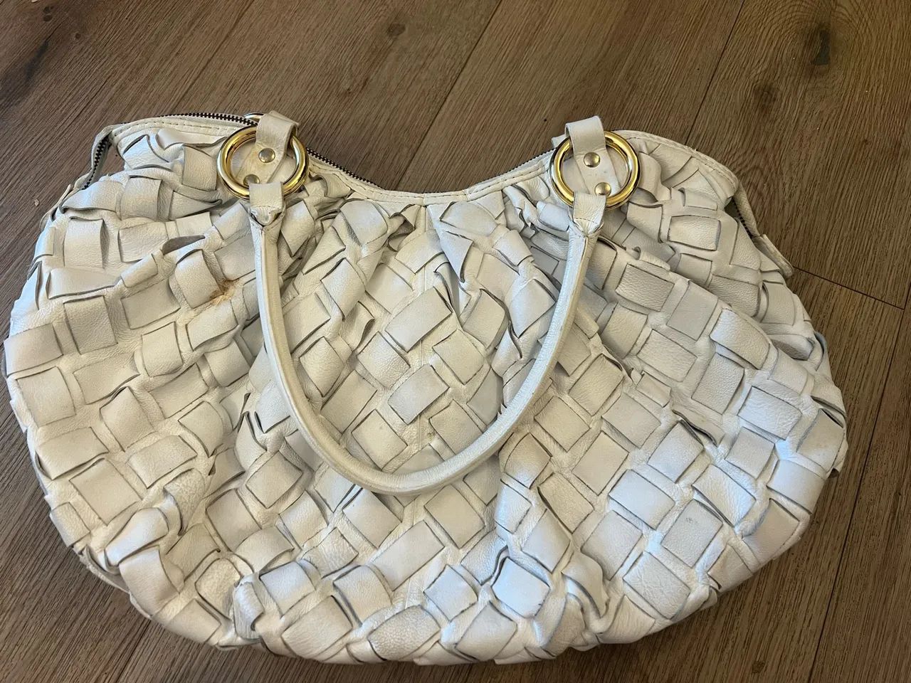Bolsa Grande Santa Lolla Couro Legítimo Branca Tressê - Foto 3