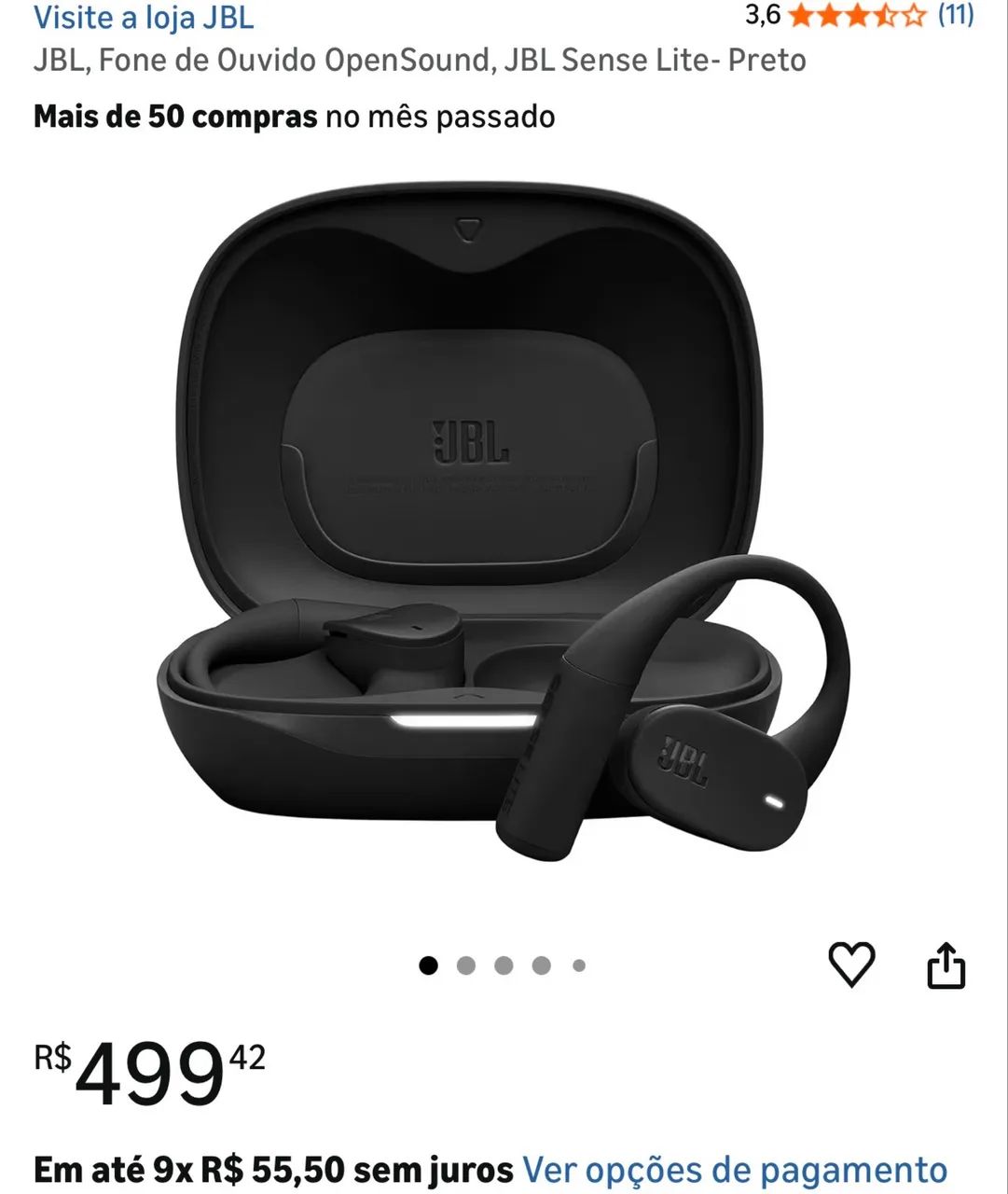 JBL, Fone de Ouvido OpenSound, JBL Sense Lite-Preto - Fones de