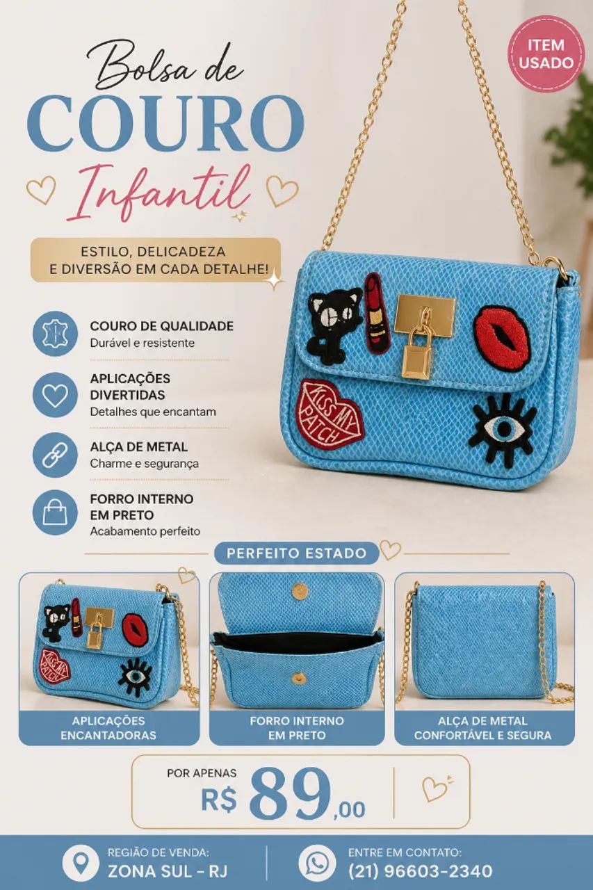 Bolsa de couro infantil