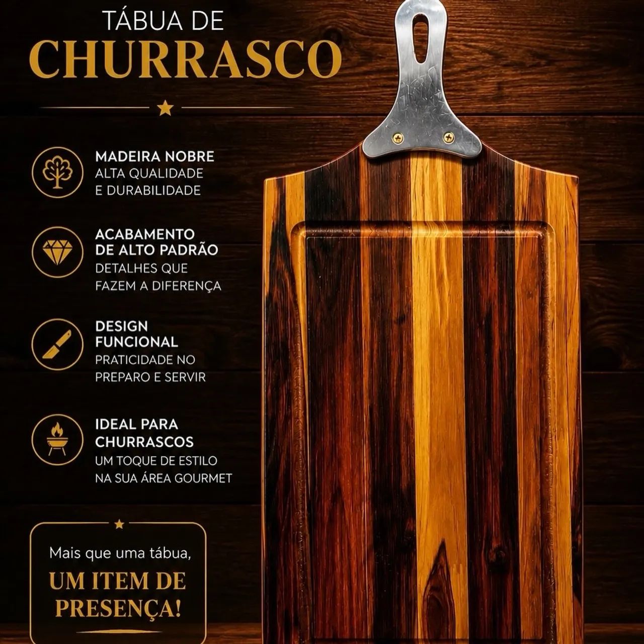 Tábua de churrasco cabo de alumínio 