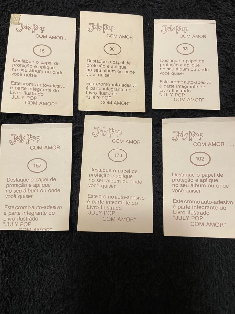 6 figurinhas July Pop com amor 1980