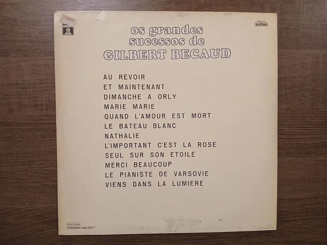 Disco de Vinil LP Os Grandes Sucessos de Gilbert Bécaud Odeon MOFB 413 - Foto 2