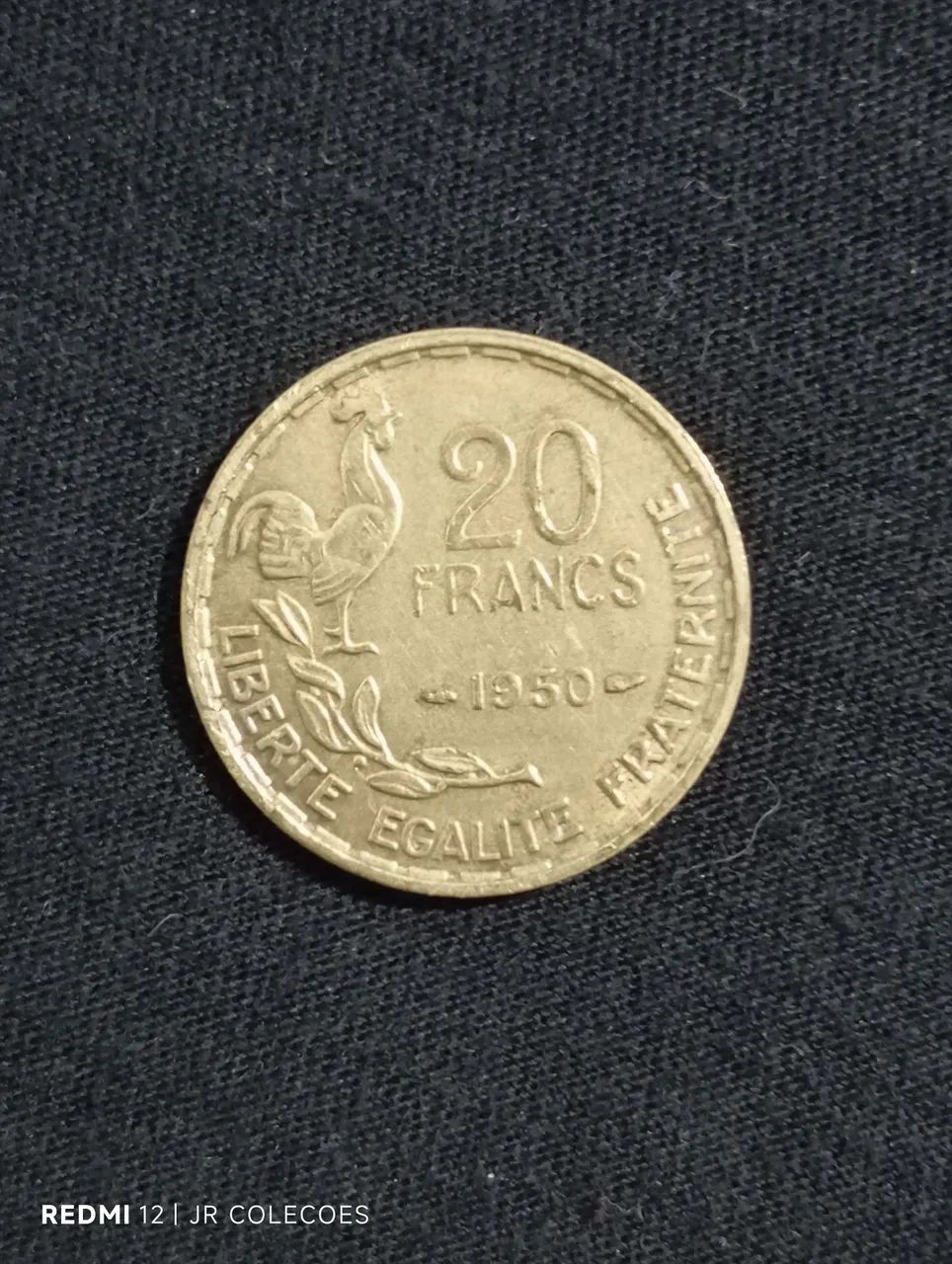 Moeda francesa 20 francos 1950