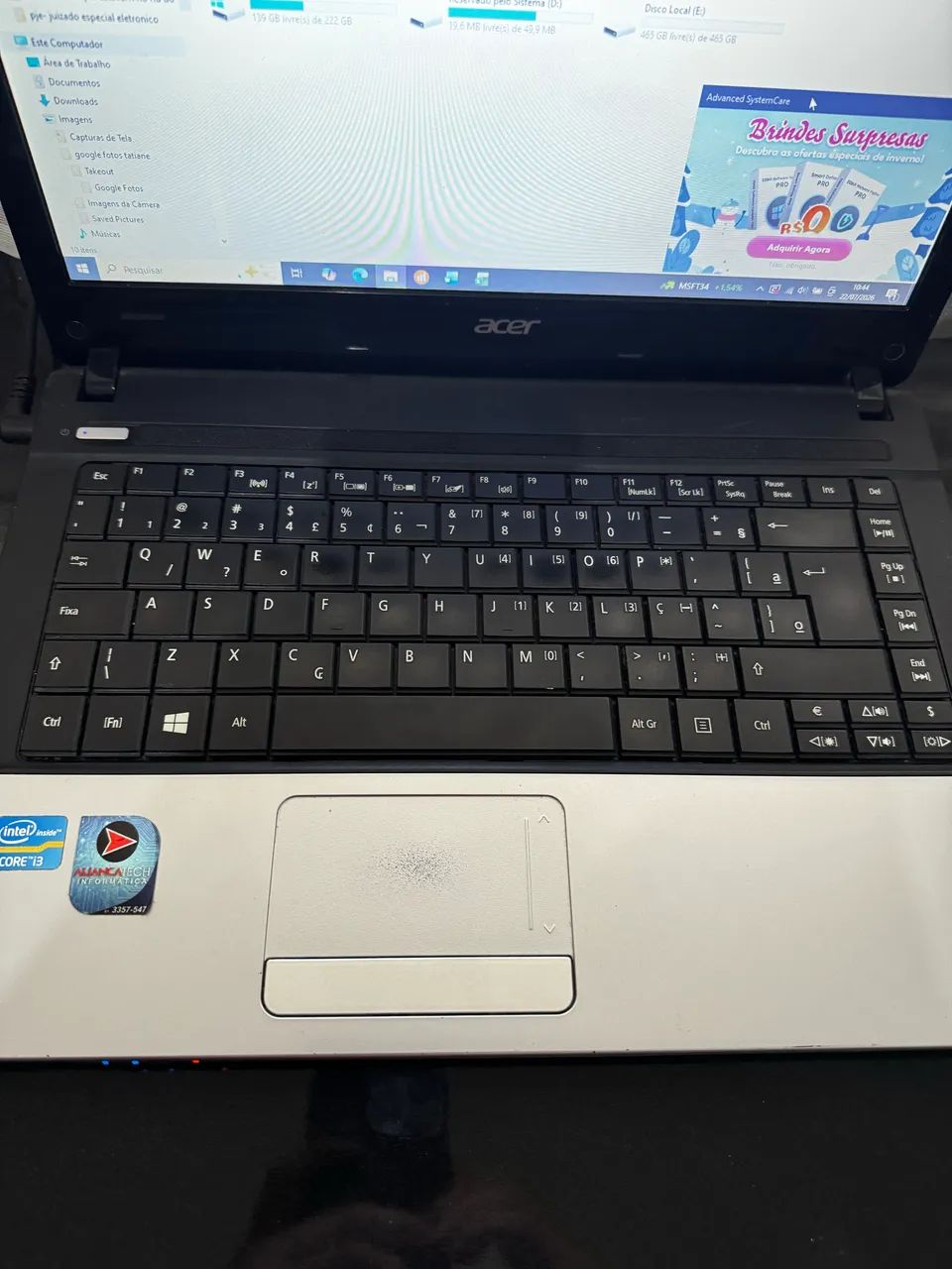 Notebook Acer i3. ssd 256 . 4gb ram . 500gb hd - Foto 3